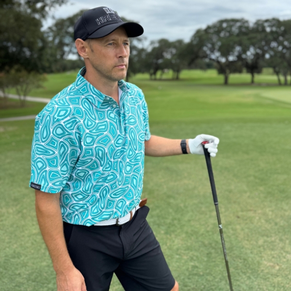 Alternative view of Echoes of the Dunes in Persian Green Golf Shirt - Hreski 256