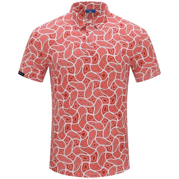 Echoes of the Dunes in Crimson Red Golf Shirt - Hreski 255