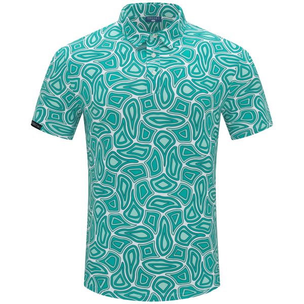 Echoes of the Dunes in Persian Green Golf Shirt - Hreski 256