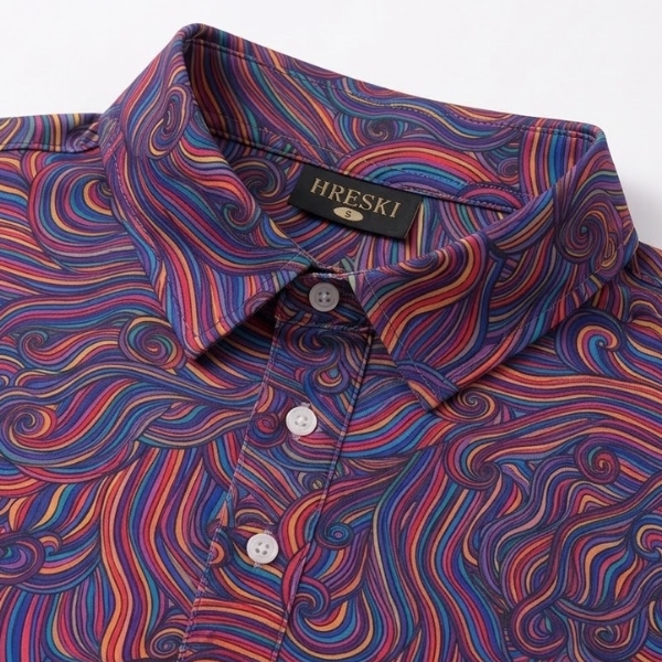 Cosmic Energy – Midnight Waves with Pink, Purple, and Blue Currents Golf Shirt - Hreski 265 - Image 6