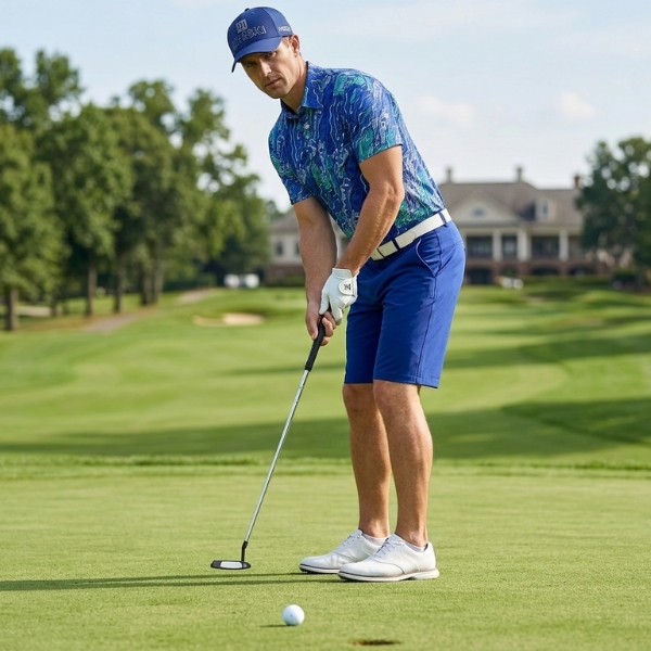 Aqua Terrain – Seagrass Drift with Blue-Green Wave Lines Golf Shirt - Hreski 267 - Image 4