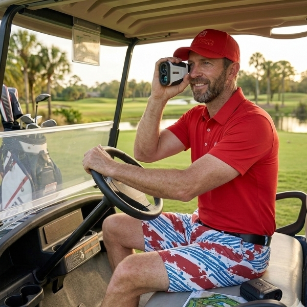 Alternative view of Vintage Themed Blue, Red and White Stripes and Stars Golf Shorts - Hreski 201